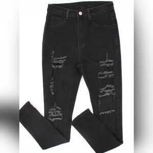 Shein Women’s Black Distressed Skinny Jeans – Size S